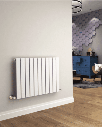 Flat Horisontal Single Radiator Hvid