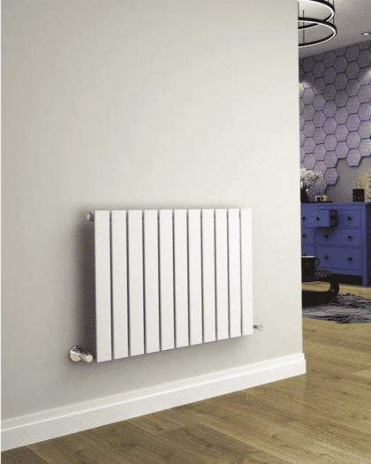 Flat Horisontal Single Radiator Hvid