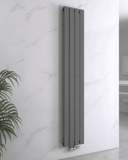 Flat vertikal single radiator antracit grå