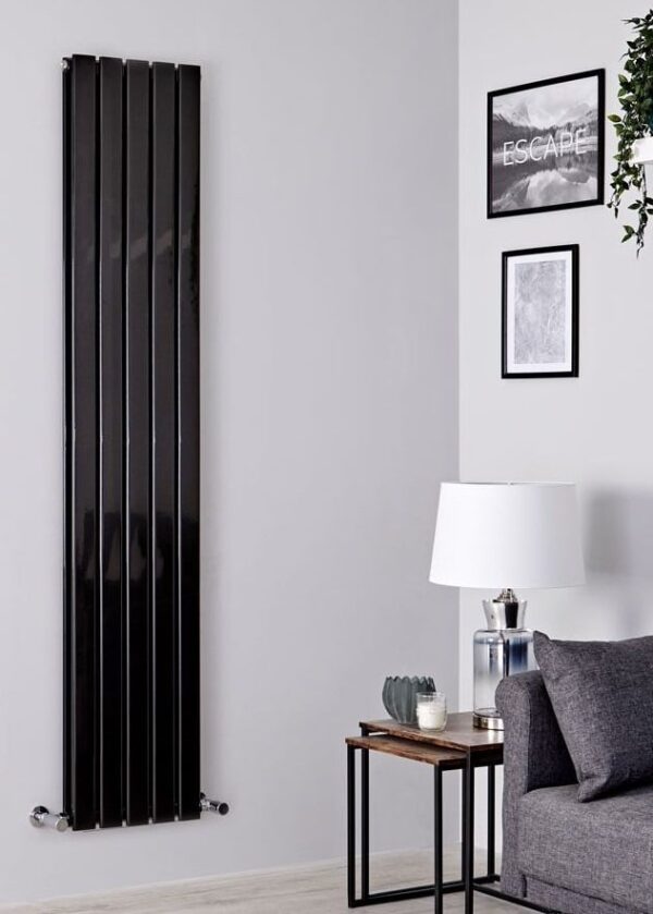 Flat Vertikal Dobbelt Radiator Sort - Håndklædetørrer.dk